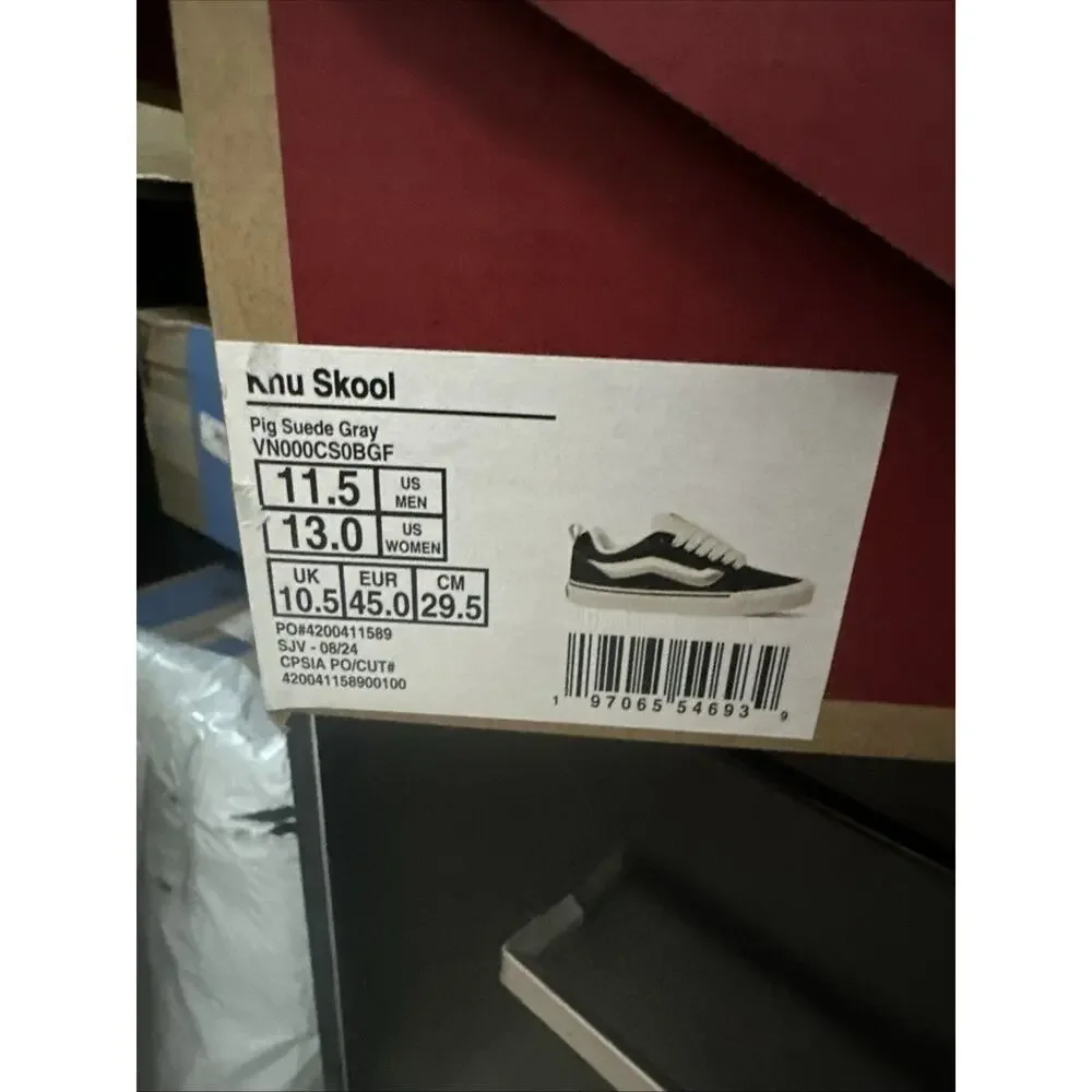 New Men's Size 11.5 Vans Knu Skool Suede Grey VN000CS0BGF api
